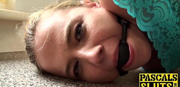  Hot fuck with tied up bitch that has gag ball in her mouth